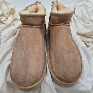 UGG Classic Ultra Mini Beige shearling suede women's boots size 10